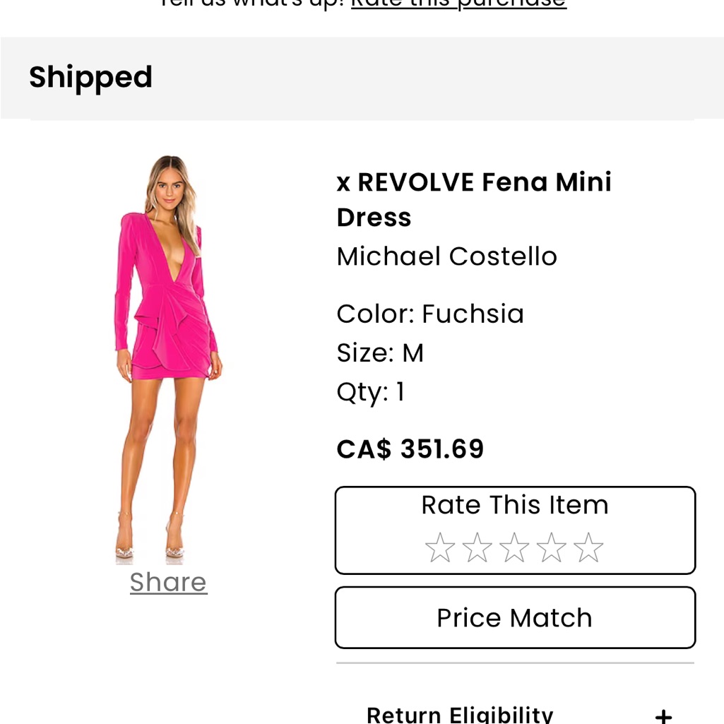 Michael Costello Fuchsia Long-Sleeve Plunge Mini Dress
